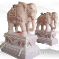 Ornements en pierre d'éléphant en marbre blanc